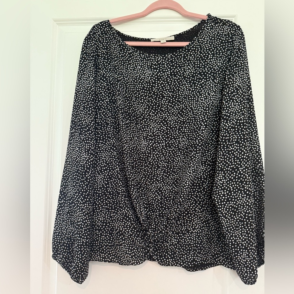 LOFT Black and White Dotted Top